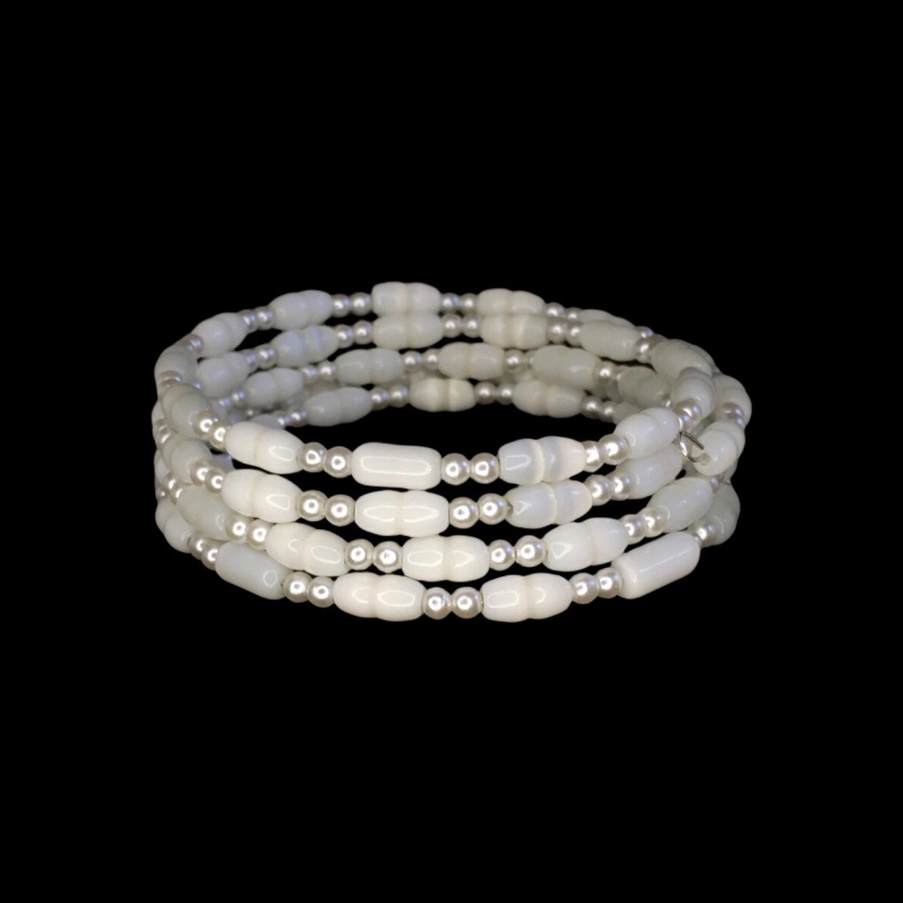 Vintage White Bead Wrap Bracelet